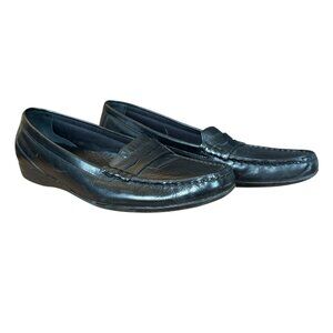 Auditions black leather loafer flats women's size 7M